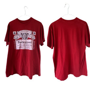 Budweiser Beer Red T-Shirt Size Large Men